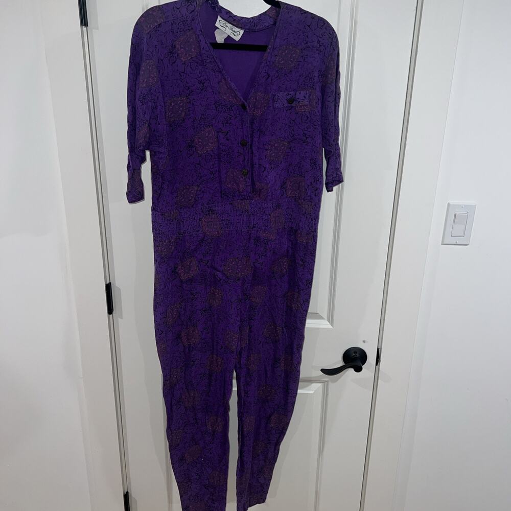Enfocus Studio Women's Purple Jumpsuit 80's Large